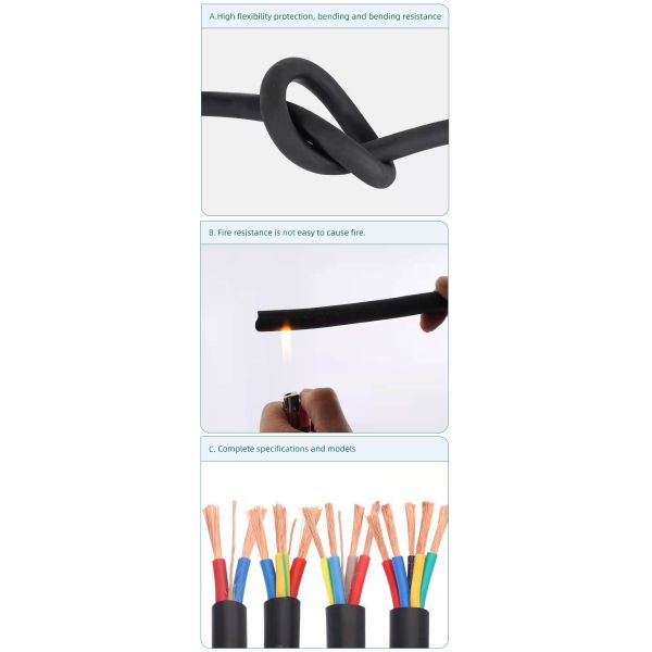 Factory High Quality 3 Core 1.5mm2 Flexible Copper Conductor Insulated Sheathed Rubber Cable