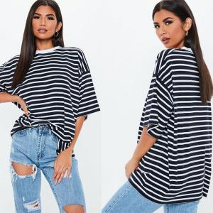 Wholesale Oversized Custom Stripe Drop Shoulder T Shirt Printing from china suppliers