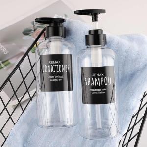 Wholesale 500ml Transparent cylindrical smooth with black pump for shampoo lotion bottle from china suppliers