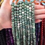 Blue Spotted Round Bead Natural Crystal Gemstone Loose Bead Strands for DIY