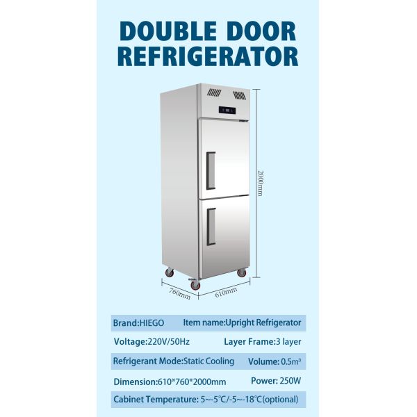 1600L Commercial Upright Refrigerator Stainless Steel 6 Doors Freezer