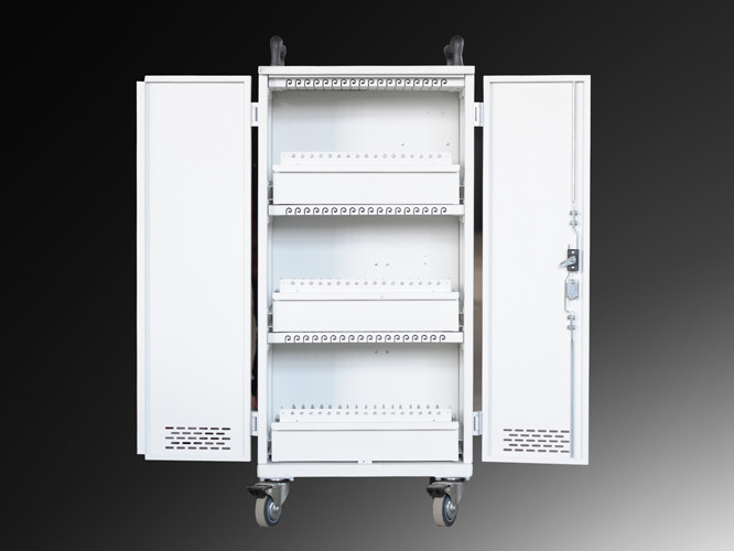 Deep Gray Laptop Charging Cabinet 54 Units Steel Material For Training School