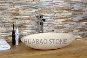 Wholesale Custom Unusual Stone Sink Basin , Freestanding Bathroom Sink Shallow Oval Design from china suppliers