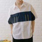 Summer Mens Trendy T Shirts Turtleneck Collar Anti - Wrinkle Patchwork Style