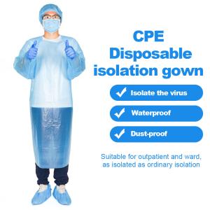 Wholesale Anti Virus Nurse Inspect Troubleshooting Disposable Waterproof Safty CPE Plastic Isolation Gowns from china suppliers