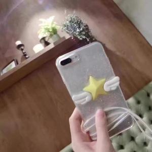 Wholesale Acrylic Sparkling Wings Variety Sakura Five Pointed Star Pasted Cell Phone Case Cover For iPhone 7 6s Plus from china suppliers