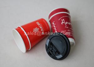 Wholesale Red 8oz Disposable Coffee Cups Double Walled Customize Logo Printed With Lids from china suppliers