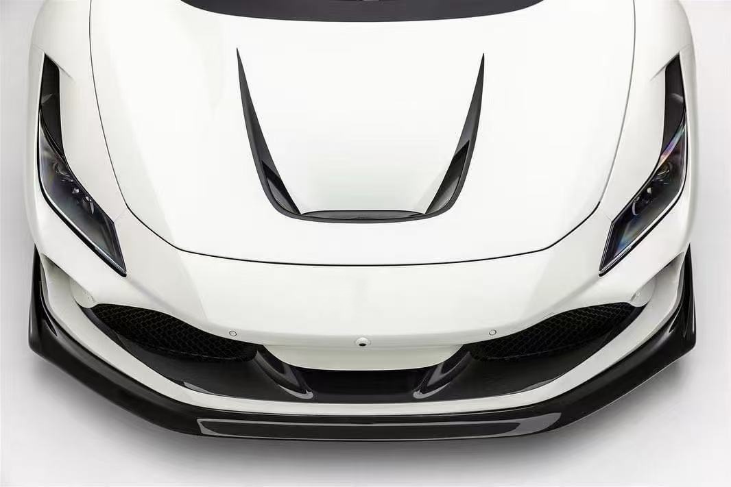 F8 Ferrari Carbon Car Body Kit VOS Style PP Carbon Fiber Lip Spoiler Hood Body Kit