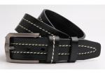 Custom Logo Dark Brown Leather Mens Casual Belts For Jeans Colorful Stitching