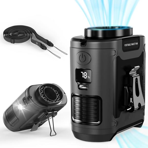 Socool Fan 10000mAh Table Fan Super Quiet Type-C Clip Waist Fan with SOS LED