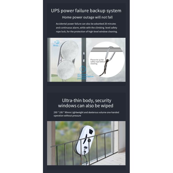 90W Magnetic Window Cleaner Robot with 2800Pa Suction