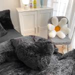 Warm Mink Velvet Crystal Bedding Solid Duvet Cover Set for Winter Dazzling Black