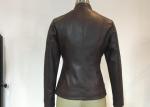 Oxblood Symmetrical Ladies PU Jacket Slim Womens Burgundy Pleather Jacket