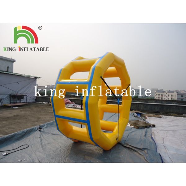 0.9mm PVC Tarpaulin Yellow Inflatable Circle / Roller Water Toy For Fun Water Games