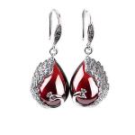 Thai Sterling Silver Red Chalcedony Drop Retro Earrings (E170619RED)