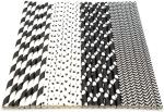 Halloween Black And White Striped Polka Dot Disposable Paper Straws