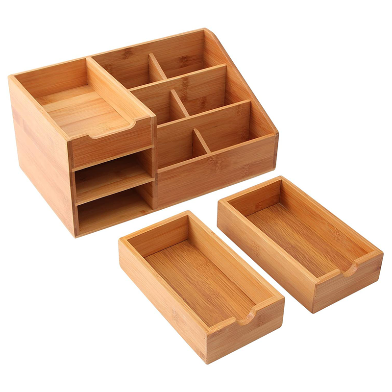 Accessories Storage Customized Logo Multi-small Space Bamboo Storage Box for Hotel