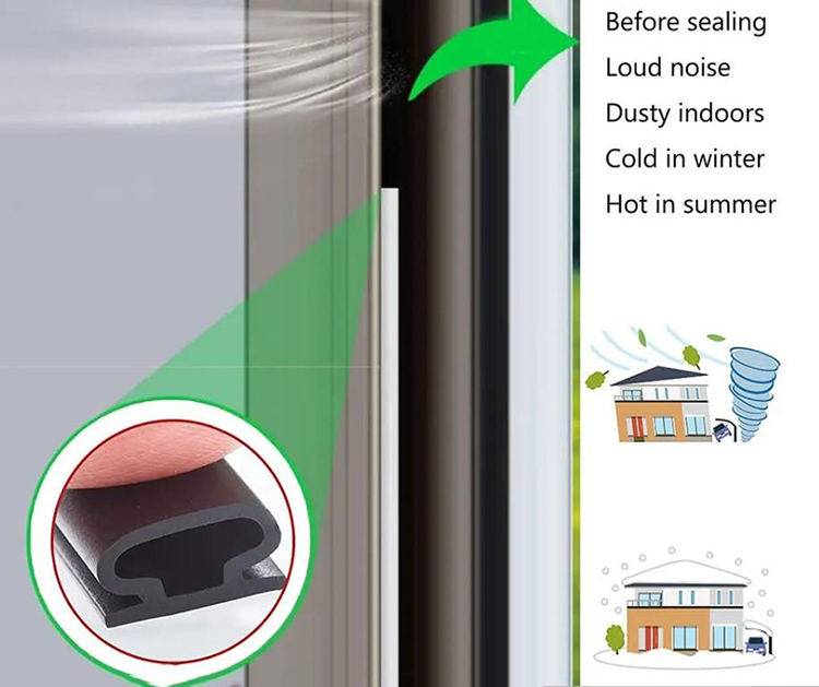 Flexible Soundproof Door Foam Seal Strip Door Insulation Strips Aging Resistant