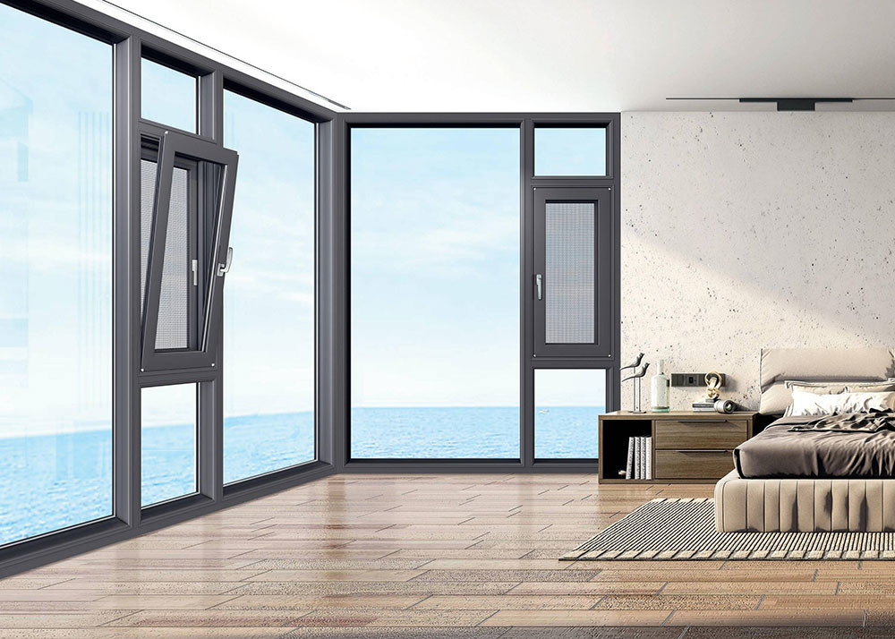 Aluminum Slim Casement Windows with 304 Stainless Steel Mesh