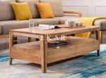 European Style Wooden Coffee Table Square With Drawers Living Room Furniture