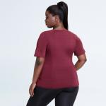 Custom LOGO Women'S Plus Size Yoga Wear ODM Burgundy Dri Fit Shirt