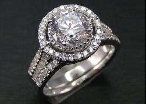 Wholesale 1.25 Ct Round Halo Wedding Ring Sets OEM for Engagement Prong Setting Type from china suppliers