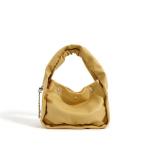 Fashion Must-Have Soft Leather Handbags with Pleated Design and Mini Shoulder