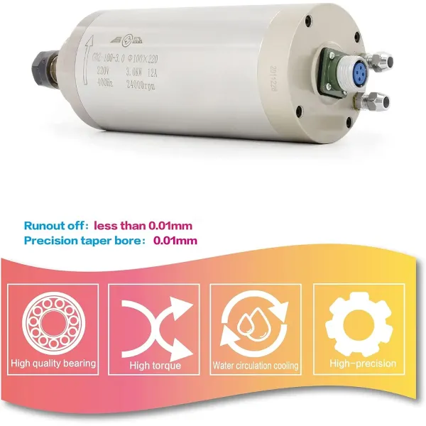 3KW CNC Water Cooling Spindle Motor ER20 Collet 400Hz 24000RPM For Woodworking
