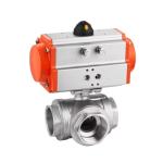 Stainless Steel DN8-DN65 Pneumatic Three Way Ball Valve with Double Acting