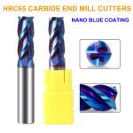 4Flute HRC65 Carbide End Mill Cutters with Nano Blue Coating for Mould Steel
