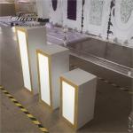 Factory wholesale square gold side white acrylic pedestal columns for wedding