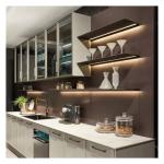 Faucet Accessories Dark Glass Panel Solid Wood Modular Kitchen Cabinets for