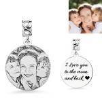 0.04lb 1.75cm Custom Silver Bracelets Boyfriend Nickel Free Circle Charm