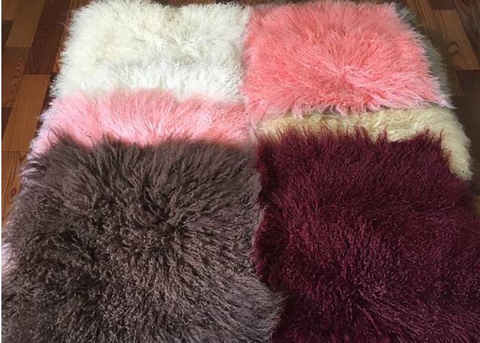 110cm * 55cm Sheepskin Accent Rug Plate For Home Throw / Making Garment