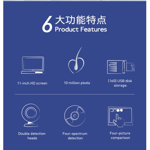 Portable Beauty Salon Hair Analyzer with Hair Scalp Scanner Voltage 110V/220V 50-60Hz