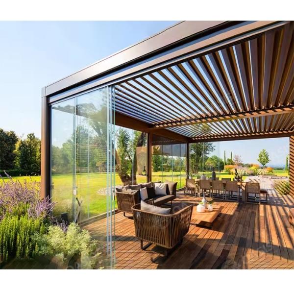 OEM Garden Patio Electric Gazebos Motorized Aluminum Louvered Pergola For