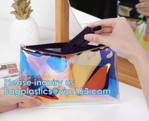 Wholesale DAZZLING HOLOGRAPHIC, TPU PVC Laser Cosmetic Bag, Makeup Organizer Bags, Jelly Purse, Hanging Toiletry from china suppliers