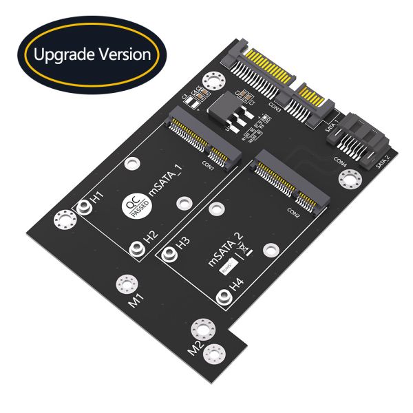 Dual SATA3 Converter Adapter Card for Full Size mSATA SSD Support 50.95*30mm in Black