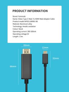 Wholesale factory hotsale 4K 60HZ USB Type-C to HDMI 4k Cable Adapter HDTV 1080P from china suppliers