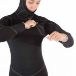 Thermoprene Pro Hooded Semi - Dry Jumpsuit Front Zip Double - Sided Nylon Fleece