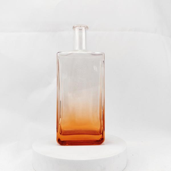 Glass Collar Round Shape Brandy Tequila Whisky Bourbon Empty Bottle 500ml