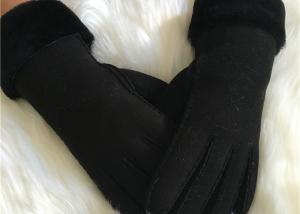 Wholesale Hand Sewn Pure Sheepskin Real fur Lined Shearling Gloves men's leather glove from china suppliers