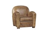 Classical Top Grain Brown Leather Armchair With Strong Solid Wood Frame
