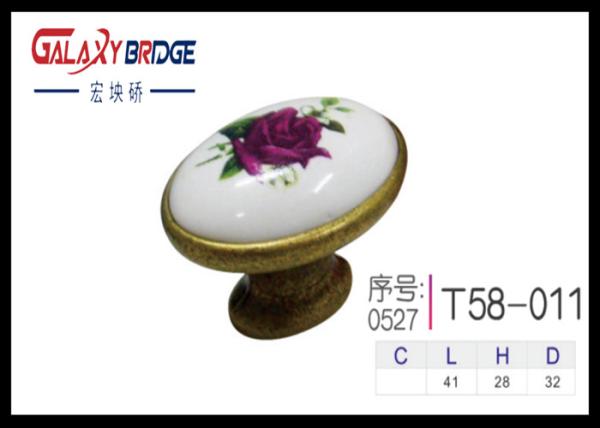 Kitchen Cupboard Door Knobs Ceramic Handles Antique Bronze Oval Porcelain