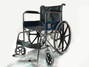 Wholesale Solid Castor Folding Steel Wheelchair Fixed Armrest And Footrest from china suppliers