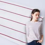 Eco Friendly Cotton Interlock Fabric Striped 225gsm Lycra Rib Texture