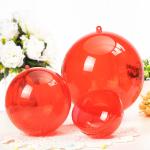Red Transparent Hangying Plastic Christmas Balls 4-40cm Clear Christmas Hollow