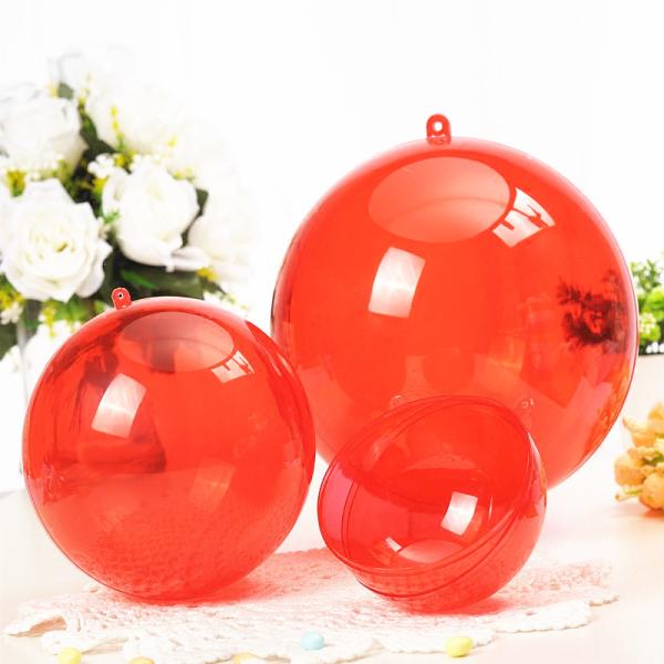 Red Transparent Hangying Plastic Christmas Balls 4-40cm Clear Christmas Hollow