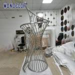 Large abstract outdoor square geometric metal art cross spiral circular tube