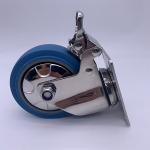 5 Inch Blue SS Frame Swivel Rotate Brake Caster